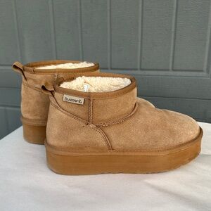 BearPaw Platform Tan Suede Boots